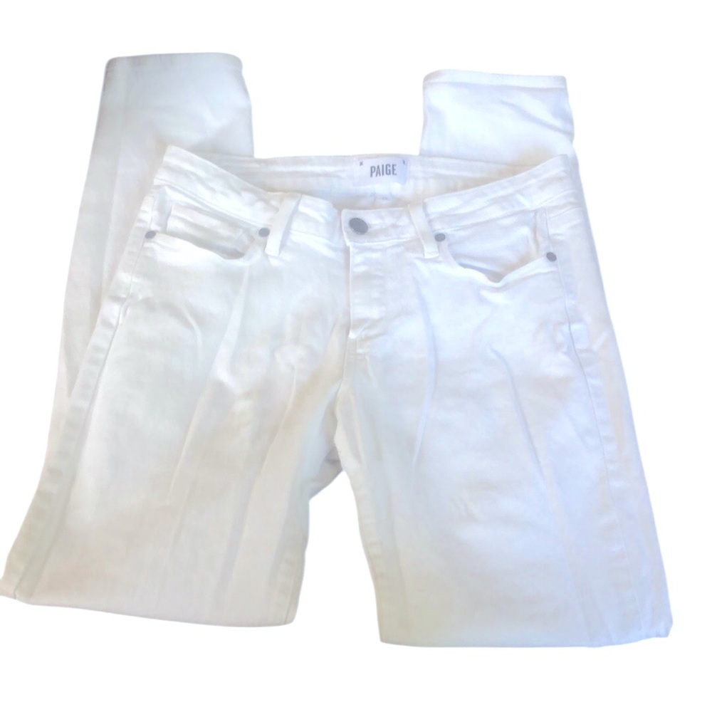 Paige Skyline Ankle Peg white jeans, 29